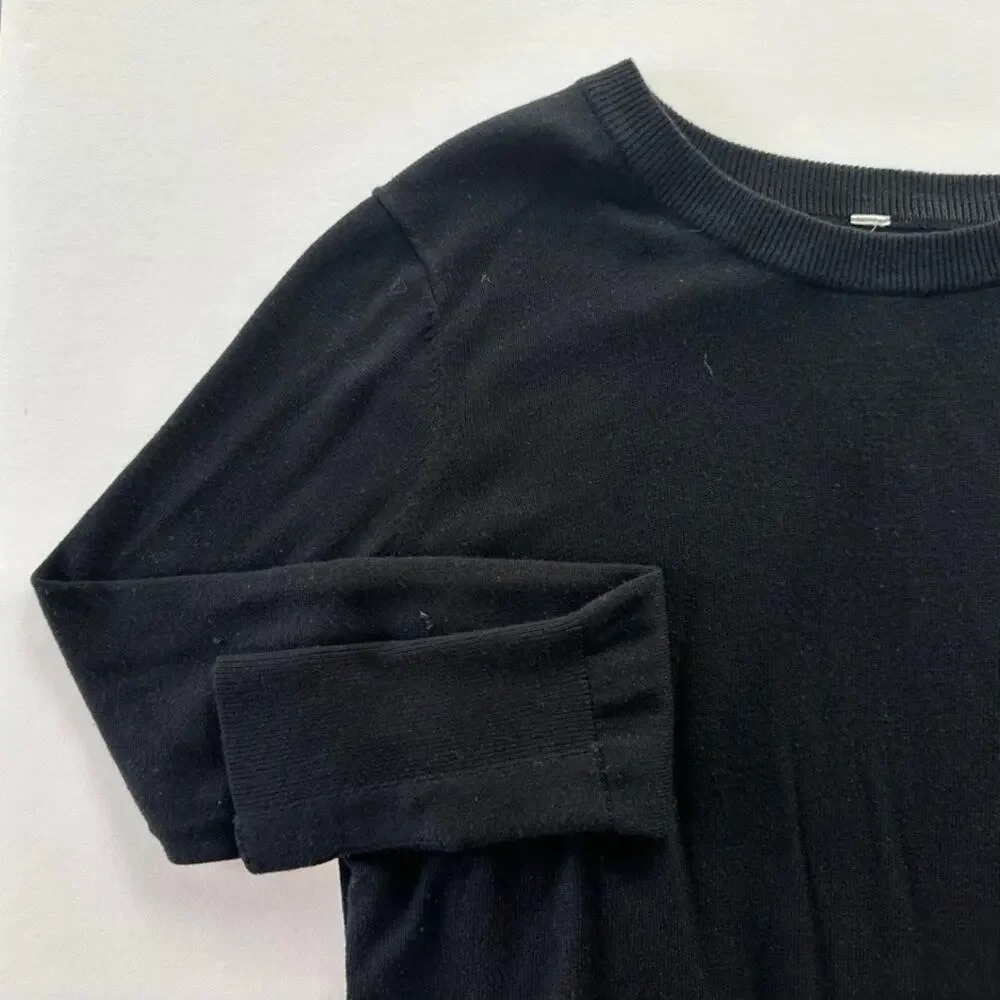 Lululemon Bring It Backbend Sweater Black Size 6 Open Back Tencel Bamboo